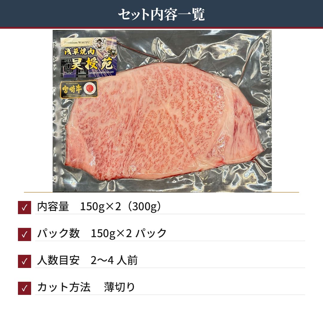 宮崎牛サーロイン焼肉用 A4等級以上300g 150g×2枚(2~4人前)|和牛オリンピック連覇ブランド 冷凍便 - 商品写真 16/18