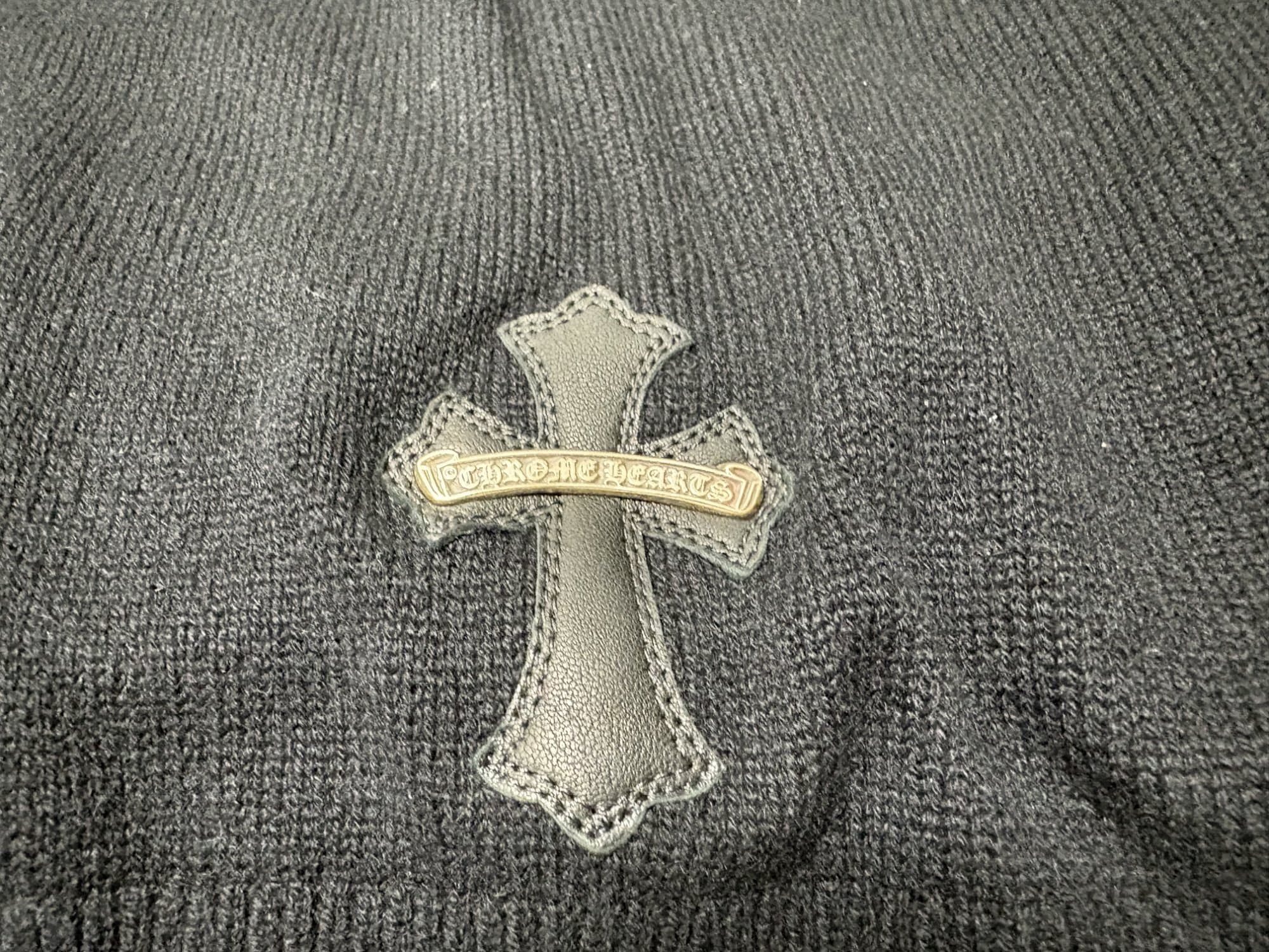 CHROME HEARTS クロスレザーパッチ ニットパーカー - 商品写真 2/9