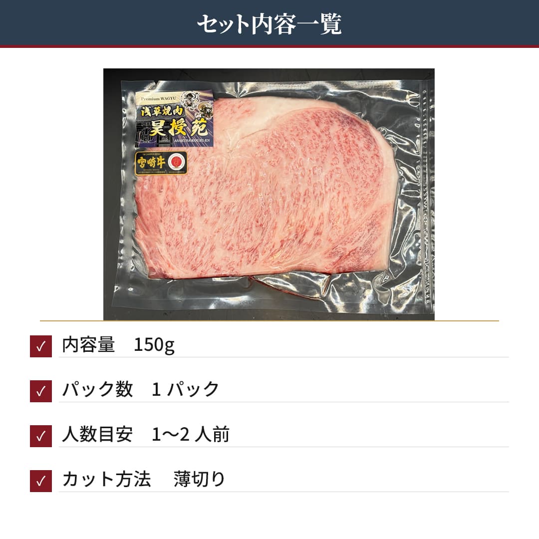 宮崎牛 リブロース 焼肉用 A4等級以上 300g 150g×2枚(2~4人前)|日本一に輝いたブランド和牛・ギフト - 商品写真 17/19